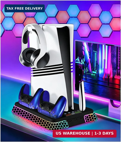 Ps5 stand with hexagon rgb - ps5,